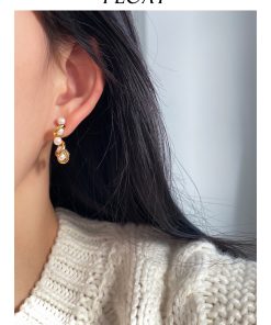 French-Style Wrapped Pearl C-Shaped Clip-On Earrings for Women, Twisted Rope Double-Layer Design, 18K Gold-Plated