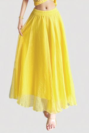 French-Style Yellow Floral V-Neck Tie-Waist Short Dress Set with Mesh Long Skirt for Vacation - Perfect for Y2K and Summer Styles