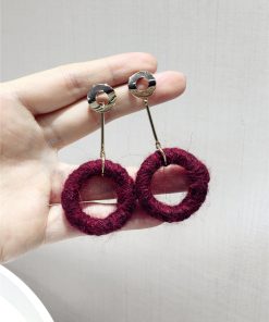 French Vintage Elegant Wool Circle Earrings with S925 Silver Needle - 2025 Autumn Winter Fashion Jewelry