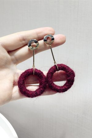 French Vintage Elegant Wool Circle Earrings with S925 Silver Needle - 2025 Autumn Winter Fashion Jewelry
