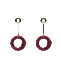 French Vintage Elegant Wool Circle Earrings with S925 Silver Needle - 2025 Autumn Winter Fashion Jewelry