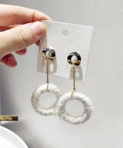 French Vintage Elegant Wool Circle Earrings with S925 Silver Needle - 2025 Autumn Winter Fashion Jewelry