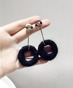 French Vintage Elegant Wool Circle Earrings with S925 Silver Needle - 2025 Autumn Winter Fashion Jewelry