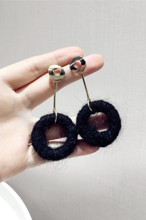 French Vintage Elegant Wool Circle Earrings with S925 Silver Needle - 2025 Autumn Winter Fashion Jewelry