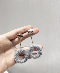 French Vintage Elegant Wool Circle Earrings with S925 Silver Needle - 2025 Autumn Winter Fashion Jewelry