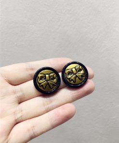 French Vintage Floral Bow Resin Round Button Geometric Earrings for Autumn Winter 2025 - Trendy Y2K Accessories