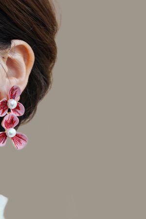French Vintage Floral Drop Earrings with Exquisite Enamel Glaze, Luxury Holiday Style, Trendy 2025 Design