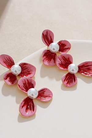 French Vintage Floral Drop Earrings with Exquisite Enamel Glaze, Luxury Holiday Style, Trendy 2025 Design