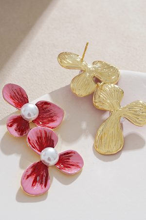 French Vintage Floral Drop Earrings with Exquisite Enamel Glaze, Luxury Holiday Style, Trendy 2025 Design