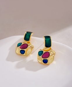 French Vintage Golden Drop Earrings - Unique Retro Design for Autumn/Winter 2025, High-End Ear Accessories