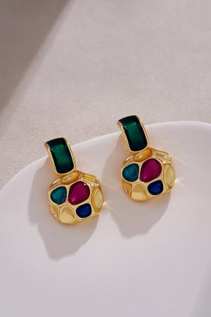 French Vintage Golden Drop Earrings - Unique Retro Design for Autumn/Winter 2025, High-End Ear Accessories