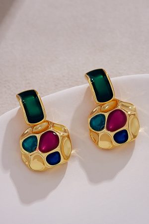 French Vintage Golden Drop Earrings - Unique Retro Design for Autumn/Winter 2025, High-End Ear Accessories