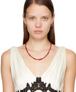 French Vintage Irregular Red Agate Handmade Beaded Necklace - High-End Fashionable Design for New Year and Spring Festival