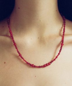 French Vintage Irregular Red Agate Handmade Beaded Necklace - High-End Fashionable Design for New Year and Spring Festival