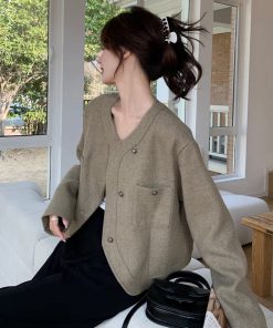 French Vintage Loose-Fit Short Coat for Women, Elegant Casual Outerwear for Spring and Autumn 2025, Chic High-End Fashion