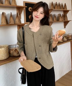 French Vintage Loose-Fit Short Coat for Women, Elegant Casual Outerwear for Spring and Autumn 2025, Chic High-End Fashion