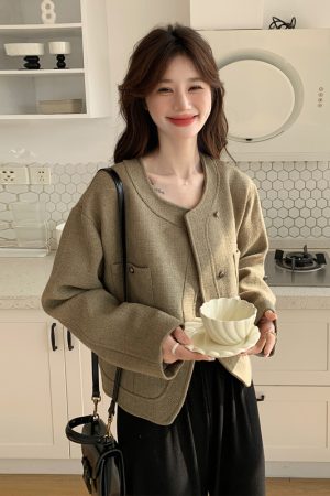 French Vintage Loose-Fit Short Coat for Women, Elegant Casual Outerwear for Spring and Autumn 2025, Chic High-End Fashion