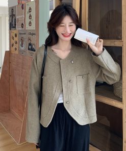 French Vintage Loose-Fit Short Coat for Women, Elegant Casual Outerwear for Spring and Autumn 2025, Chic High-End Fashion