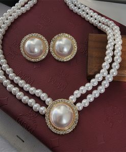 French Vintage Minimalist Double-Layer Pearl and Diamond-Inlaid Necklace for Women, Versatile Clavicle Chain