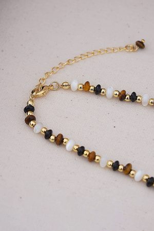 French Vintage Minimalist Natural Stone Short Necklace, Unique High-End Design, Hong Kong Clavicle Chain, Trendy Fashion Accessory