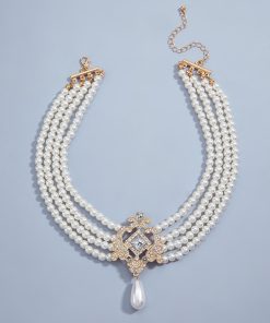 French Vintage Multi-Layer Pearl Necklace - Light Luxury Four-Row Court Style Jewelry for Women