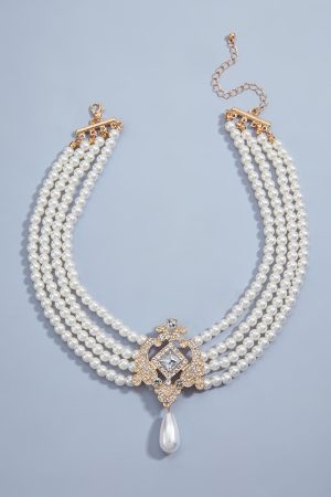 French Vintage Multi-Layer Pearl Necklace - Light Luxury Four-Row Court Style Jewelry for Women