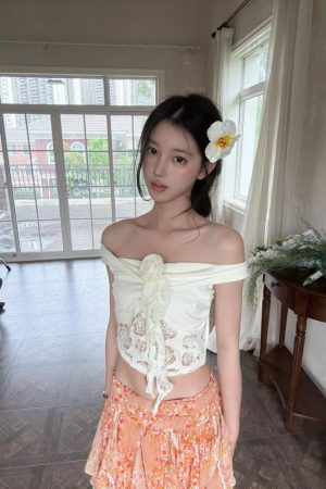 French Vintage One-Shoulder Hollow Lace Patchwork Floral Camisole Top - Sweet and Spicy Women's Fashion