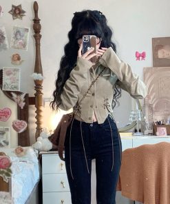 French Vintage Slim Fit Sexy Girl Shirt for Women, Stylish Short Top, Chic Spring Fashion