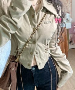 French Vintage Slim Fit Sexy Girl Shirt for Women, Stylish Short Top, Chic Spring Fashion