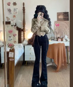 French Vintage Slim Fit Sexy Girl Shirt for Women, Stylish Short Top, Chic Spring Fashion