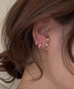 French Vintage Zircon Ear Studs for Women - Simple Versatile Minimalist Earrings, Fashionable Personalized Jewelry