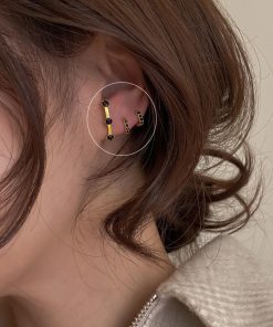French Vintage Zircon Ear Studs for Women - Simple Versatile Minimalist Earrings, Fashionable Personalized Jewelry