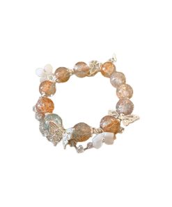 Fresh Floral Butterfly Glass Bead Bracelet - Chic 2025 Design, Versatile High-End Accessory for Elegant Style