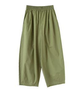 Fresh Playful Fruit Green Balloon Pants - Summer Cool Loose Wide-Leg Design with Elastic Waist - Lightweight Lyocell Cotton