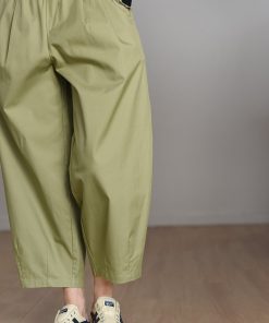 Fresh Playful Fruit Green Balloon Pants - Summer Cool Loose Wide-Leg Design with Elastic Waist - Lightweight Lyocell Cotton