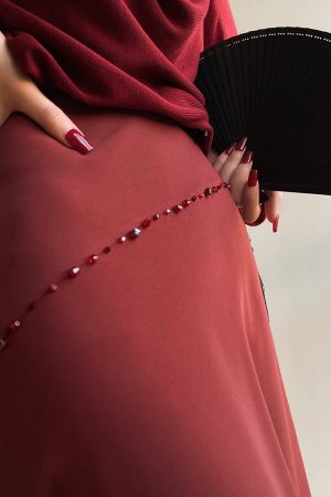 Freud's Love Poem High Waist Elegant Fishtail Skirt - Slimming A-Line Midi Skirt for a Chic 90s-Inspired Look