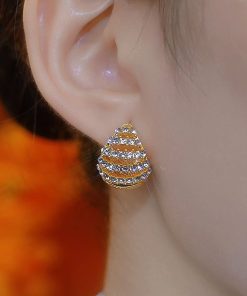 Front-and-Back Glazed Diamond Drop Earrings - Elegant Light Luxury Design, Versatile Style for Any Occasion