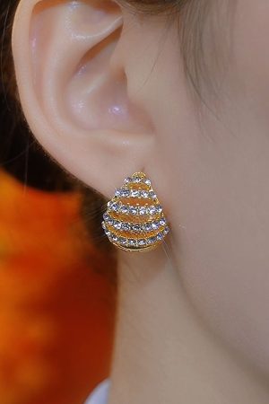 Front-and-Back Glazed Diamond Drop Earrings - Elegant Light Luxury Design, Versatile Style for Any Occasion