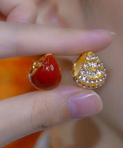 Front-and-Back Glazed Diamond Drop Earrings - Elegant Light Luxury Design, Versatile Style for Any Occasion