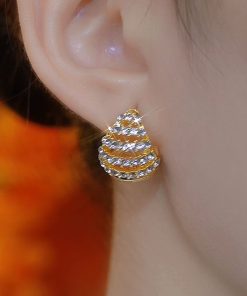 Front-and-Back Glazed Diamond Drop Earrings - Elegant Light Luxury Design, Versatile Style for Any Occasion