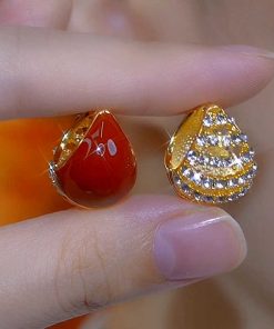 Front-and-Back Glazed Diamond Drop Earrings - Elegant Light Luxury Design, Versatile Style for Any Occasion