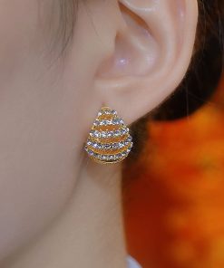 Front-and-Back Glazed Diamond Drop Earrings - Elegant Light Luxury Design, Versatile Style for Any Occasion