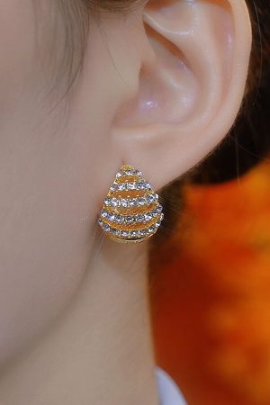 Front-and-Back Glazed Diamond Drop Earrings - Elegant Light Luxury Design, Versatile Style for Any Occasion