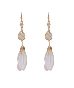 Frosted Petal Cat's Eye Tassel Earrings for Women - Elegant Super Fairy Shell Studs, 2025 Trendy Niche Design