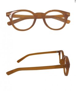 Full-Frame Glasses with Rounded Corners in Water Gray Camel - Korean Style Face Shape Correction Eyewear