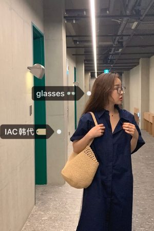 Full-Frame Glasses with Rounded Corners in Water Gray Camel - Korean Style Face Shape Correction Eyewear