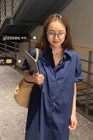 Full-Frame Glasses with Rounded Corners in Water Gray Camel - Korean Style Face Shape Correction Eyewear