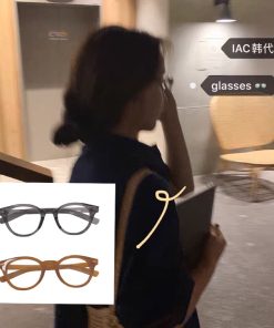 Full-Frame Glasses with Rounded Corners in Water Gray Camel - Korean Style Face Shape Correction Eyewear