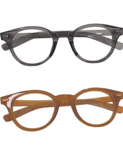 Full-Frame Glasses with Rounded Corners in Water Gray Camel - Korean Style Face Shape Correction Eyewear