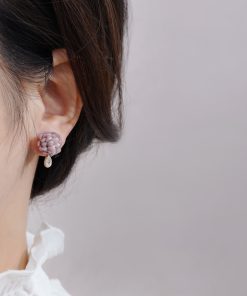 Fuzzy Ball Retro Earrings for Women - Fluffy Camellia Studs, Niche Design Accessories for Spring 2025, Versatile Fashion Statement